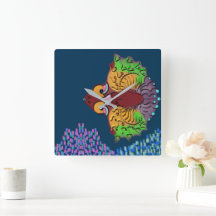 Thai Schrift Abstracte Vissen Kunst | Vierkante Wa