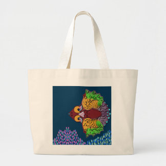 Thai Script Abstracte Vissen Kunst | Jumbo Boodsch Grote Tote Bag