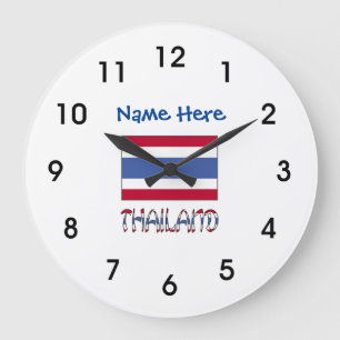 Thailand and Thai Flag with Your Name Large Clock Grote Klok