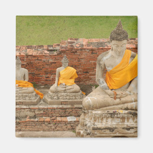 Thailand, Ayutthaya. Beelden van zittende boeddha' Magneet
