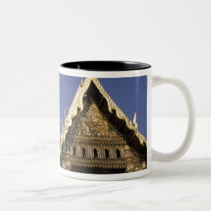 Thailand, Bangkok. Ochtendzon weerspiegelt op de Tweekleurige Koffiemok