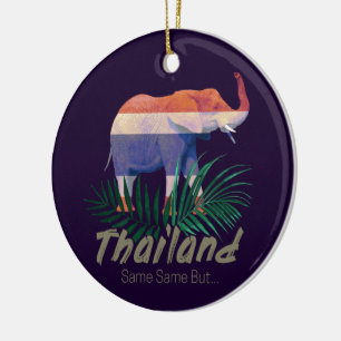 Thailand Elephant Flag Oerwoud verlaat Thai Souven Keramisch Ornament