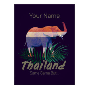 Thailand Elephant Flag Oerwoud verlaat Thai Souven Perfect Poster