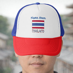 Thailand en Thaise Vlag Blauwe Personalisatie  Trucker Pet