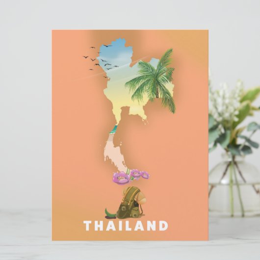 Thailand geïllustreerde kaart (Staand voorkant)