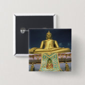 Thailand, het eiland Koh Samui. Grote Boeddha. Vierkante Button 5,1 Cm (Voorkant /achterkant)