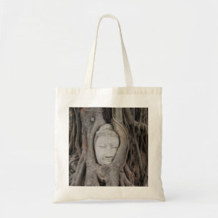 Thailand Hoofd Boeddha omringd door bomen Tote Bag