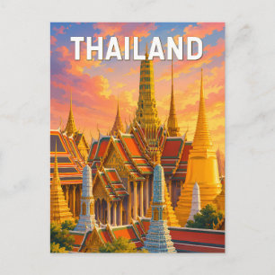 Thailand Illustratie Reis Kunst Vintage Briefkaart