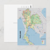 Thailand kaart briefkaart 3 (Voorkant / Achterkant)