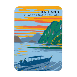 Thailand Khao Sok Nationaal Park Reis Art Deco Magneet