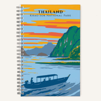 Thailand Khao Sok National Park Travel Art Deco Notitieboek