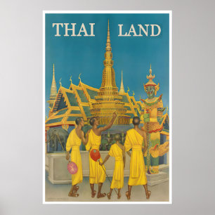 Thailand Kunst Thaise Vintage Reisposter Boeddhist Poster
