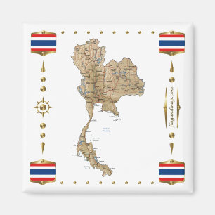 Thailand Map + Flags Magnet Magneet