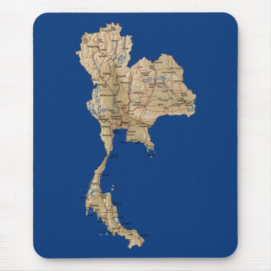 Thailand Map Mousepad Muismat (Voorkant)