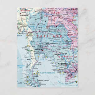 Thailand-plattegrond briefkaart