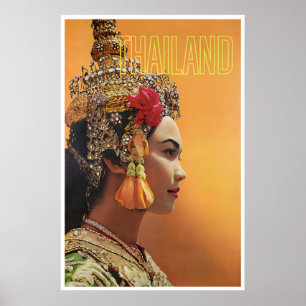 Thailand Reisposter Thaise Vrouw Kunst Airline Poster