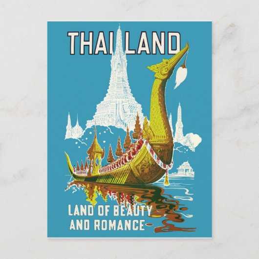 Thailand, schoonheid en romance, vintage briefkaart (Voorkant)