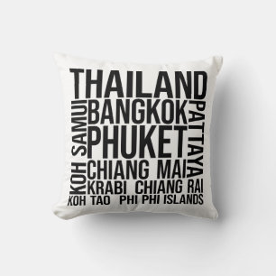 Thailand Steden Word Art - Bangkok Reizen Kussen