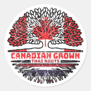 Thailand Thai Canadese Canada - vlag over boomstam Ronde Sticker