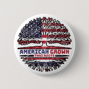 Thailand Thai US American USA United States Tree Ronde Button 5,7 Cm