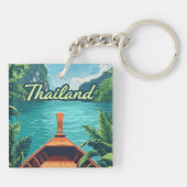 Thailand Tropical Island Long Tail Boat  Sleutelhanger (Achterkant)