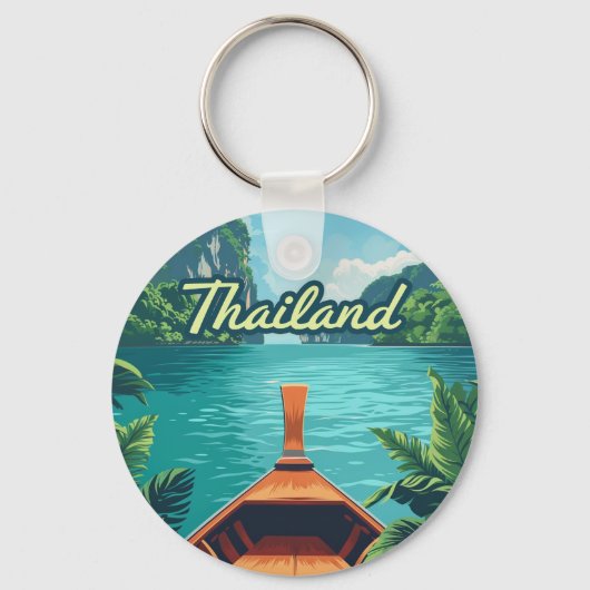Thailand Tropical Island Long Tail Boat  Sleutelhanger (Voorkant)