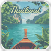 Thailand Tropical Island Long Tail Boat Sticker (Voorkant)