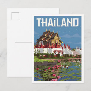 Thailand Vintage Kunst Reizen Briefkaart