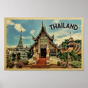 Thaïlande Poster Temple thaï Vintage voyage