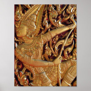 Thais boeddhistische tempel detail poster