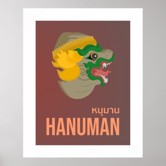 Thais Ramakien Karakter, Hanuman Wall Art Poster (Voorkant)