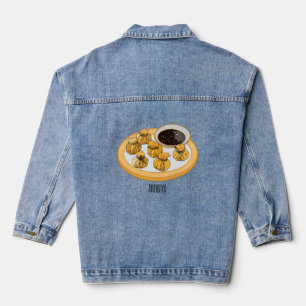 Thaise garnalen cartoon illustratie denim jacket