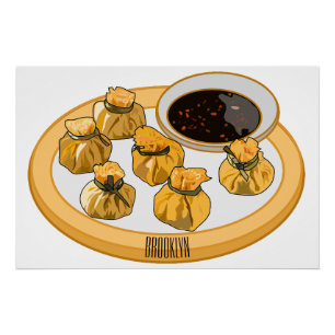 Thaise garnalen cartoon illustratie perfect poster