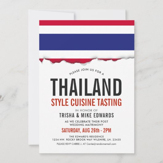 Thaise keuken | Party Flag Witte Uitnodiging (Voorkant)