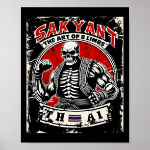 Thaise Kickboksen Sak Yant Tatoeage Skelet- De Kun Poster
