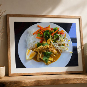Thaise kip saté met groenten en rijst poster