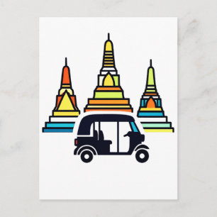 Thaise Tempels En Tuk Tuk's Briefkaart
