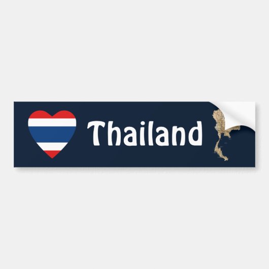 Thaise vlag Heart + Map Bumpersticker (Voorkant)