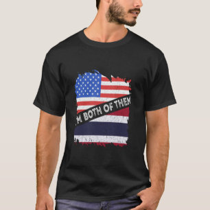 Thaise Vlag VS Amerika Ik Ben Beide Thaise Ro T-shirt