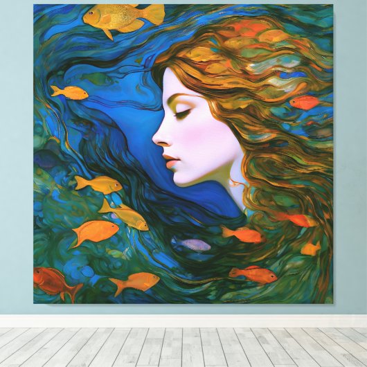 "Thalassa" - Vrouwen in het water Canvas Afdruk (Insitu (Houten vloer))