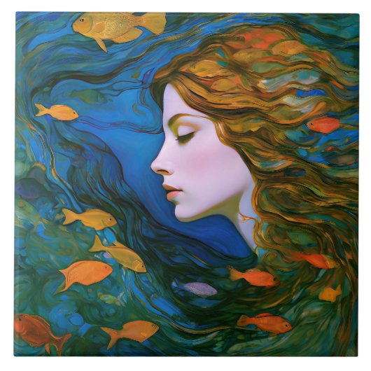 "Thalassa" - Vrouwen in het water Tegeltje (Voorkant)