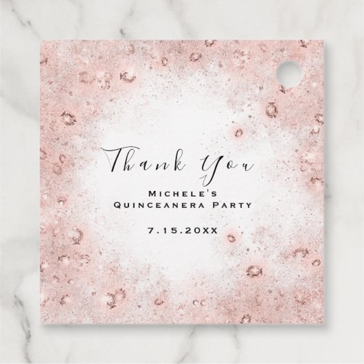 Than You Bridal 16th Quinceanera White Confetti Bedankjes Labels (Achterkant)