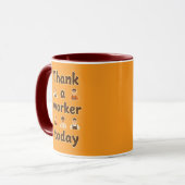 Thank a Worker Today Minimal Typography Design Mok (Voorkant links)