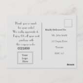 Thank To new Customer. Briefkaart (Achterkant)