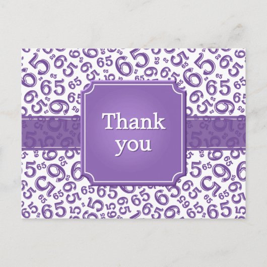 Thank You 65 Number Pattern Purple/White Briefkaart (Voorkant)