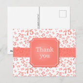 Thank You 75 Number Pattern Coral/White Briefkaart (Voorkant / Achterkant)