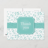 Thank You 75 Number Pattern Teal/White Briefkaart (Voorkant / Achterkant)