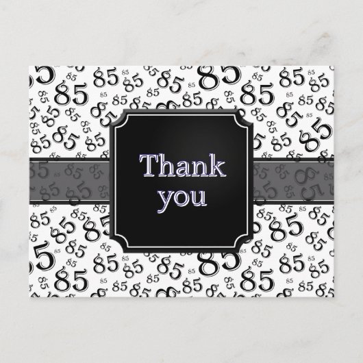 Thank You 85 Number Pattern Black/White Briefkaart (Voorkant)