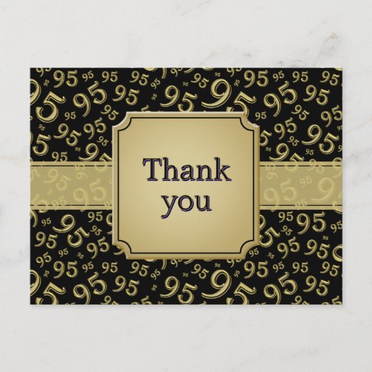 Thank You 95 Number Pattern Gold/Black Briefkaart (Voorkant)