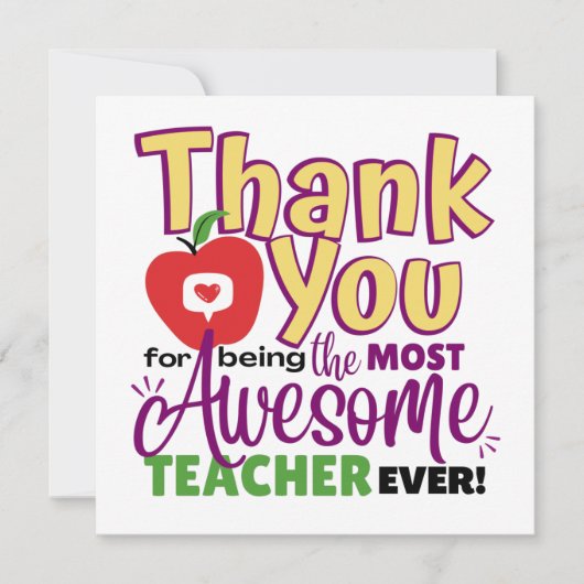 Thank You Awesome Teacher Card Kaart (Voorkant)